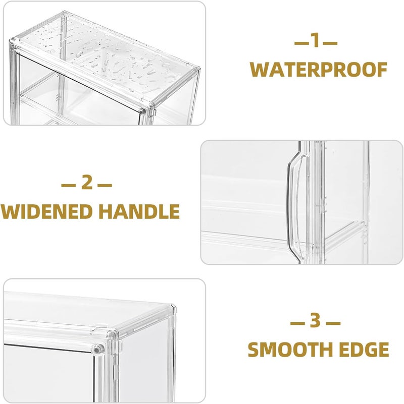 Uni HIMO 3 Tier Display Case for Collectibles,Clear Display Box with 2 Movable Plates ,Storage Container with Magnetic Door (Large 2 Pack) - Image 5